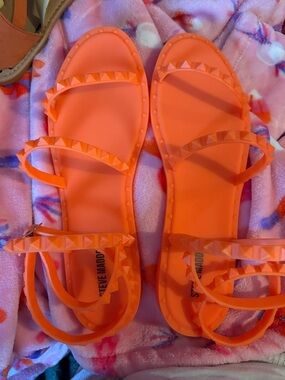 ravel Orange Studded Jelly Sandals